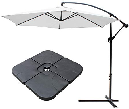 All Seasons Gazebos Ross James premium garden parasol umbrella with crank handle including base weight (Grey)