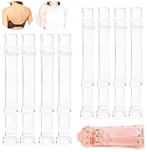 4 paia di cinturini per reggiseno regolabili trasparenti smerigliati invisibili, bretelle trasparenti per reggiseno, cinturini smerigliati invisibili in TPU ad alta elasticità, bretelle trasparenti