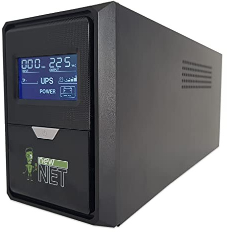 new net ® ups/Stabilizzatore di Corrente e Tensione per PC Monitor DVR Telecamere Fibra Router Allarme Modem con Display [ 1200 VA - 700 W - 3 Prese Schuko ]
