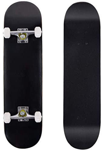 GYMAX Skateboard 80 x 20 cm, Komplette Cruiser mit ABEC-7 Kugellager, 7-Lagiger Longboard Ahornholz, Standard-Skateboards für Kinder & Jugendliche (Schwarz)