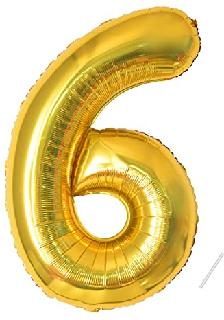 Geburtstag zahlen luftballon 6 jahre | Folienballon 6 XXL Gold-Riesen Folienballon in 40 - 101cm Geburtstagsdeko - Ballon Zahl Deko zum Geburtstag - fliegt mit Helium