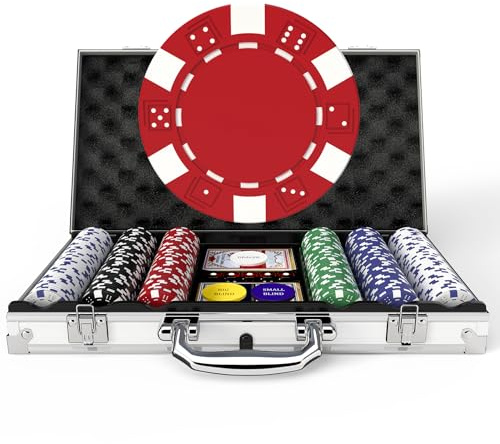 HEITOK Pokerchip-Set mit Aluminiumkoffer, 300 Stück 11,5 Gramm Pokerchips für Familienunterhaltung