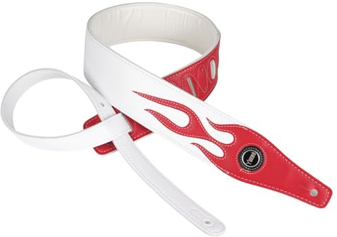 YUEKO Tracolla per chitarra con motivo cool Lightning o Fiamma, per chitarra elettrica/basso Nuovo colore (Fiamma rossa bianca)