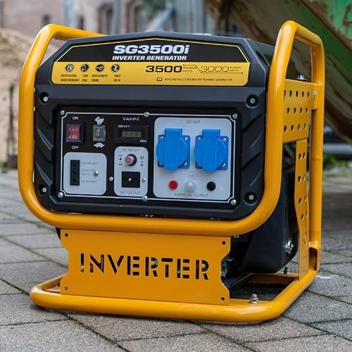 Generatore di corrente Sinco SG3500i, inverter, 3500 Watt, generatore di corrente, gruppo di emergenza, motore a benzina a 4 tempi, 2 x 230 V, cantiere, giardino, attività all'aperto, campeggio