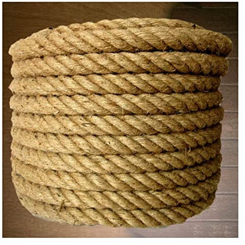 AUNANGLJSCS Dickes Seil 50 mm Dickes natürliches Juteseil, 50 m/164 Fuß gedrehtes 4-strängiges Hanffaserseil for DIY-Katzenkratzbaum, Gartenarbeit, Bündelung, Basteln, Dekoration(50MM 10M)