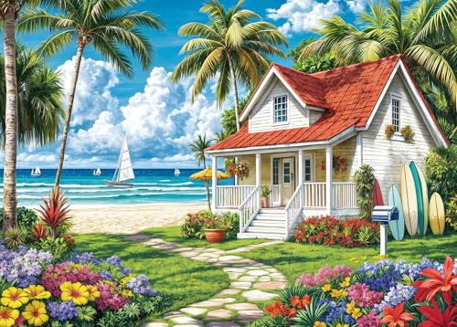 Puzzle 1000 pièces pour Adultes, Jeux éducatifs Classiques Jeux de Plage Surf Merveilleux décoration Puzzle Cadeaux