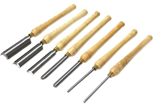 FYNNDM Drehmeißel-Set für Holzbearbeitung, 7-teilig, Schalenröhren zum Drechseln, Drehmeißel aus HSS-Stahl, Drechselwerkzeuge mit Buchengriffen und Messingzwingen