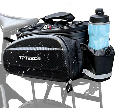 Guiwuiyu 3 IN 1 Fahrradtaschen für Gepäckträger, Eva Fahrradtasche mit Schultergurt, Wasserdicht Fahrrad Taschen Hinten Gepäckträger mit Reflektoren für Mountainbike Rennrad(Schwarz)