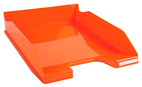 Exacompta - Ref 113288D - Iderama Collection - Letter Tray Combo Midi - 347 x 255 x 65mm in Size, Suitable for A4 Documents, Stackable, Holds Approx. 500 Sheets - Tangerine Glossy