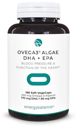 Ovega3 life pflanzliches DHA+EPA Algenöl 250mg - Omega-3 - Vegan - GVO-frei - Ohne Zusatzstoffe - 180 VegeCaps