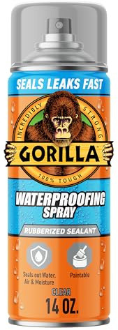 Gorilla Waterproofing Spray, Rubberized Sealant, Clear, 14 Ounce (Pack of 1) - Seals Out Water, Air, and Moisture