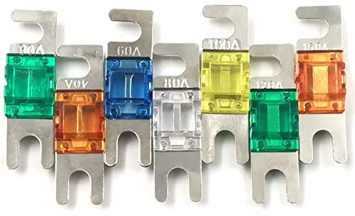 Greluma 7 pièces Mini emballage multiple de fusibles ANL/MANL 30A, 40A, 60A, 80A, 100A, 120A, 150A pour fusible électronique de système audio vidéo marin automobile