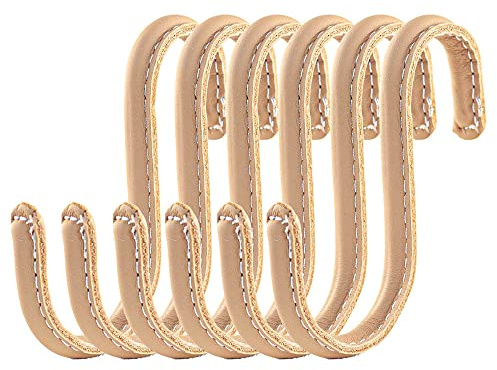Brute Strength – S-Haken mit Lederummantelung – Natur – 6 Stück