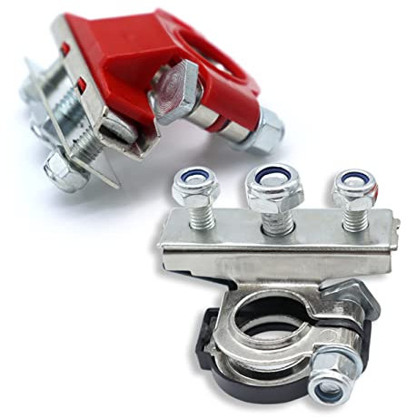 KUBOWAI Morsetto per Batteria Auto a 3 vie Morsetto per Batteria per Polo Positivo e Negativo Morsetto per Collegamento Batteria per Auto, Furgoni, Barche, Camper (Clip per Batteria K1)