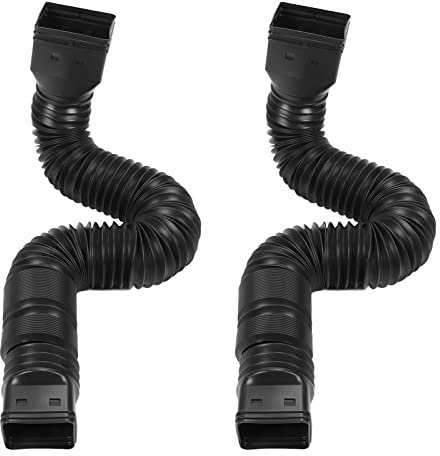 2 Extensiones de Bajante Flexibles, Extensiones de Bajante de Canalón de Lluvia, Evita Inundaciones, Conector de Drenaje Duradero Grueso, Transferencia de Agua de Manguera Extensible (Negro)