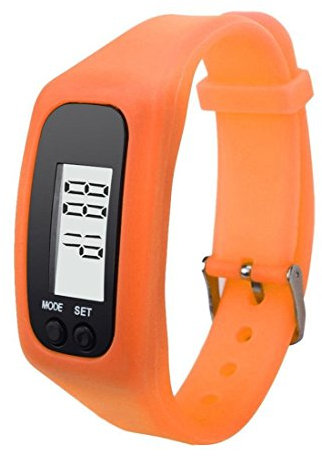 Evenden Pedometer Watch LED Smart Sports Pedometer Watch with Silicone Strap LCD Digital Pedometer Watch Calorie Counter Short Distance Watch (Orange)