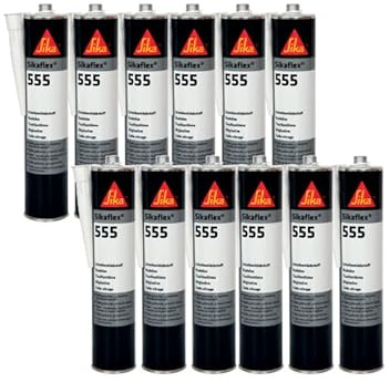 Lot de 12 colles de vitrage SIKA Sikaflex 555 - Noir - 300ml