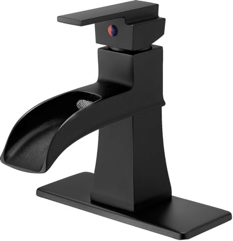 Wasserhahn warmes und kaltes Waschbecken Badezimmer Wasserfall Einloch Einbauwaschbecken WC-Waschbecken, schwarz lackiert Farbe