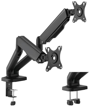 LogiLink BP0177 - Monitorhalterung aus Aluminium für 2 Monitore (7 – 32), Flat & Curved Monitore