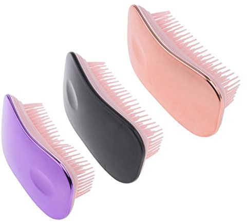 3x Women Detangling Comb for Hair Black+Rose Gold, 3pcs Hair Brush Comb Set, Static Scalp Massage Hairbrush for Women, Travel Size Hairdressing Comb, Reduce Frizz and Hair Lo