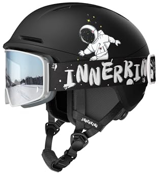 InnerKing Kids Ski Helmet and Goggles, Lightweight Boys Ski Helmet, Reinforced PC Shell & Shock-Absorbing EPS Foam & Soft Lining, Girls Snowboard Helmet 10 Vents, Snow Sport Helmets for Teens - Black