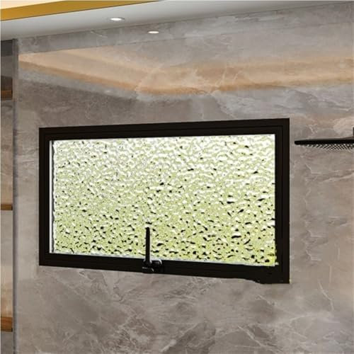 Fenêtre coulissante rectangulaire, verre trempé intégré, fenêtre avec poignée, fenêtre de cave pour salle de bain, cuisine, décoration de salon (noir, 39,35 x 15,75 pouces)