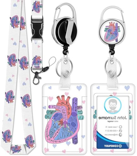 KEWUF Ausweishülle mit Band, Id Badge Holder Breakaway Lanyard für, Einziehbare Badge Reel, Abnehmbare Namensschild Clips, Hals Lanyard Strap, Ärzte und Krankenschwestern Büro Geschenke (A)