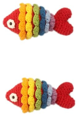 2Pcs Handmade Crochet Rainbow Fish Pendant 4.5'' Cute Hanging Knitted Fish Charm Ornament for Car Rearview Mirror Keychain Bag Clothing DIY (Rainbow)