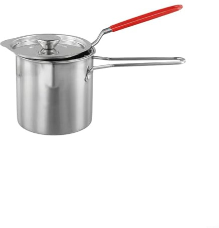 Olla multiusos de acero inoxidable con cesta para la cocina del hogar, 12 x 12,7 cm, olla plateada con asa para patatas fritas y verduras