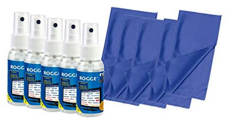ROGGE 5er Set 5x50ml Smartphone - Tablet - Notebook - Display - Screen Cleaner inkl. 5X Super Soft Microfasertücher 18x15cm