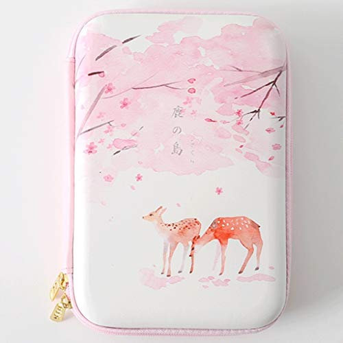 Mäppchen Netter Deer Reißverschluss-Bleistift-Kasten mit hohen Kapazität Bleistift-Beutel Kreative Feder-Kaste Mädchen Junge Geschenke Bleistift-Beutel-Schule Bürobedarf (Color : Pink, Size : C)
