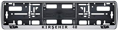 Auto Kennzeichenhalter in der Farbe Silber/Schwarz Nummernschildhalterung Auto, Nummernschildhalter Türkei Flagge 40 Kirsehir 2 Stück