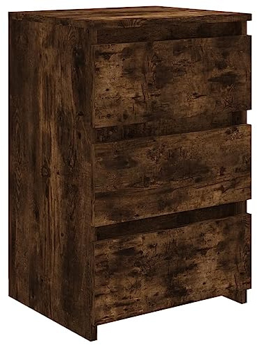 vidaXL Sängbord rökfärgad ek 40x35x62,5 cm konstruerat trä, nattygsbord, sovrumsbord, träbord, sängbord i trä, sidobord, sidobord i trä, ändbord