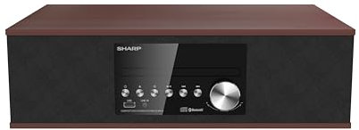 SHARP CD-BH10 Vintage Style Retro Look Micro Component Wireless Bluetooth Audio Streaming & CD Player Wood Speaker System, USB Port for MP3 Playback, FM Stereo Digital Tuner, AUX Input