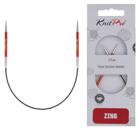 KnitPro Zing fasta stickor – runda sticknålar 22,5 cm x 2,75 mm