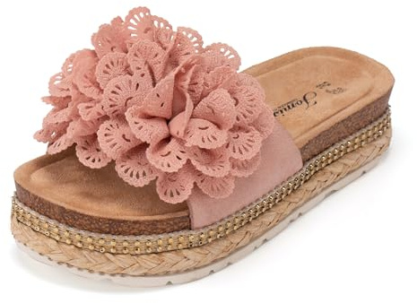 JOMIX Pantofole Estive Donna con Tacco Sandali Zeppa Eleganti Ciabatte Moda da Spiaggia Mare Stile Estivo Casual Rosa 37
