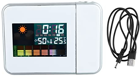 PUNELE Digital Projection Alarm Clock, Rotatable 180° Projector, Large Clear Numbers, USB/Battery Powered, Temperature Humidity Monitor, Innovative Mute, Indoor Thermometer Hygrometer