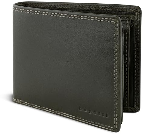 bugatti Savona Herren-Geldbörse aus pflanzlich gegerbtem Büffelleder, RFID-Portemonnaie, Querformat, grün