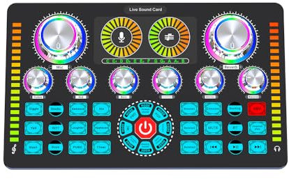 Carte son en direct - Mixeur audio - Enregistrement de bureau - DC 5 V Type-C - 3 vitesses - Réduction du bruit - BT 48 V - Alimentation fantôme OTG - Transmission numérique pour streaming, podcast