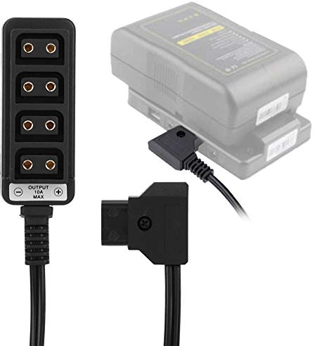 RASTKY Tap Male to 4 Port Dtap Female Power Supply - Fotografi Strömförsörjning Kamera 1 Till 4 Taps Splitterkabel - Kompatibel med RED Kameror, V-monterad Batteri (rak linje)
