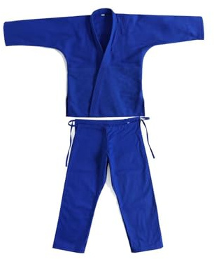 mophrati Judo Gi, Jiu Jitsu Anzug, Karate Anzug, atmungsaktive, leichte Baumwolle, Sportbekleidung für Schüler, leichte Baumwoll Kampfsportbekleidung, Karate Gi Kleidung, Blau, 180 cm
