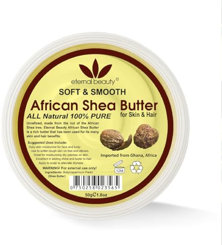 Eternal Beauty African Shea Butter, 100% Pure Unrefined, All Natural Moisturiser for Skin & Hair (Yellow, 50gm)