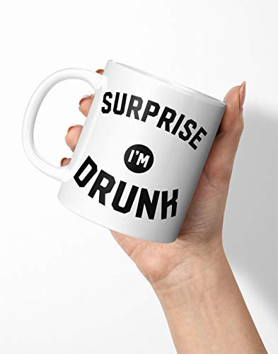 BLAK TEE Funny Surprise I'm Drunk Slogan Porcelain Coffee and Tea Mug 330 ml