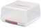 Caja rectangular de transporte para tartas de plástico con asa y tapa de cierre.