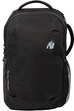 Gorilla Wear Akron Backpack - schwarz - Rucksack Für Sport Arbeit Schule Alltag Freizeit Zum Einkaufen mit Seitentaschen Outdoor Wandern Black Praktisch Polyester 31L, Einheitsgröße