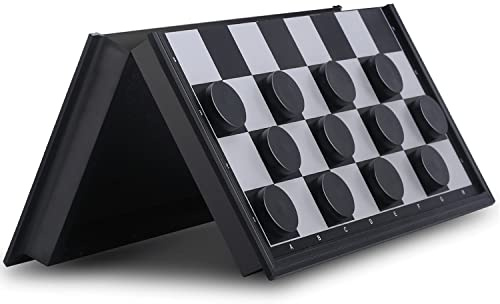 OkidSTEM Jeu de Dames, Magnétique avec Achiquier de Voyage Pliable pour Adultes et Enfants (Noir et Blanc)
