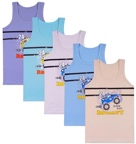 LOREZA ® 5 Jungen Unterhemden Baumwolle Tank Top Unterwäsche Knaben 92-158