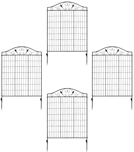 GiantexUK Metal Garden Fencing, Outdoor Decorative Wire Patio Fence, Folding Flower Bed Border Animals Barrier (56in x 12ft)