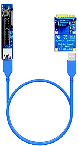 GLOTRENDS UEX105 600 mm Mini-PCIe-auf-PCIe-X4-Riser-Kabel (3.0 X1 Speed) für WLAN, M.2, USB, Soundkarten