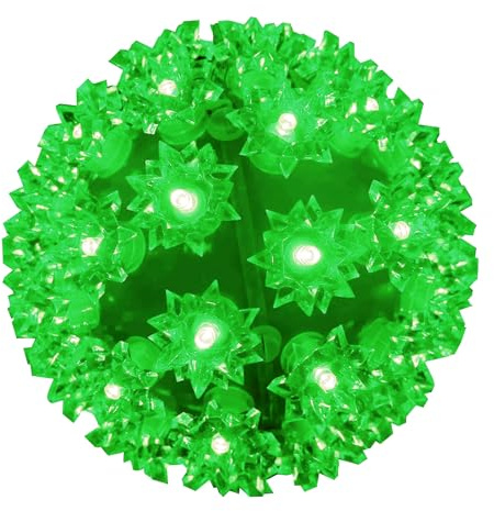 Christmas Lighted Ball 5.5 Outdoor Hanging Sphere Lights Orb 50 LED Green Starlight Sphere for Tree, Porch, Gazebo, Bedroom Decorations